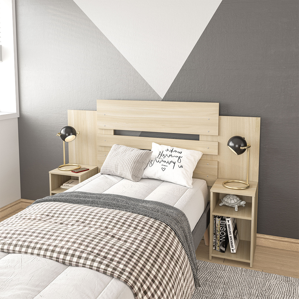 Cabecera Mobi Verona Individual Legno Salinas Con 2 Buros Integrados