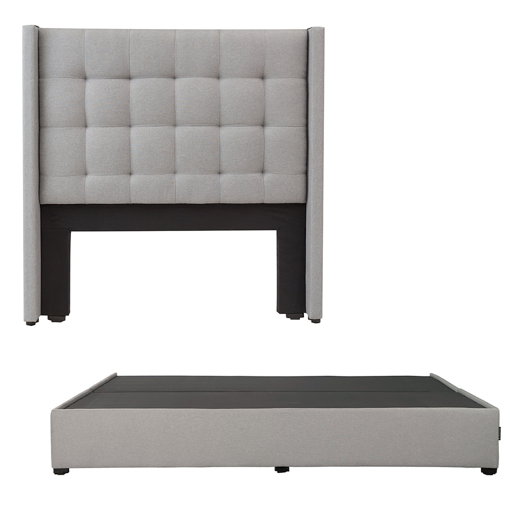 Cabecera Dicasa Titan Color Gris King Size + Base Cama Dicasa Color Gris King Size