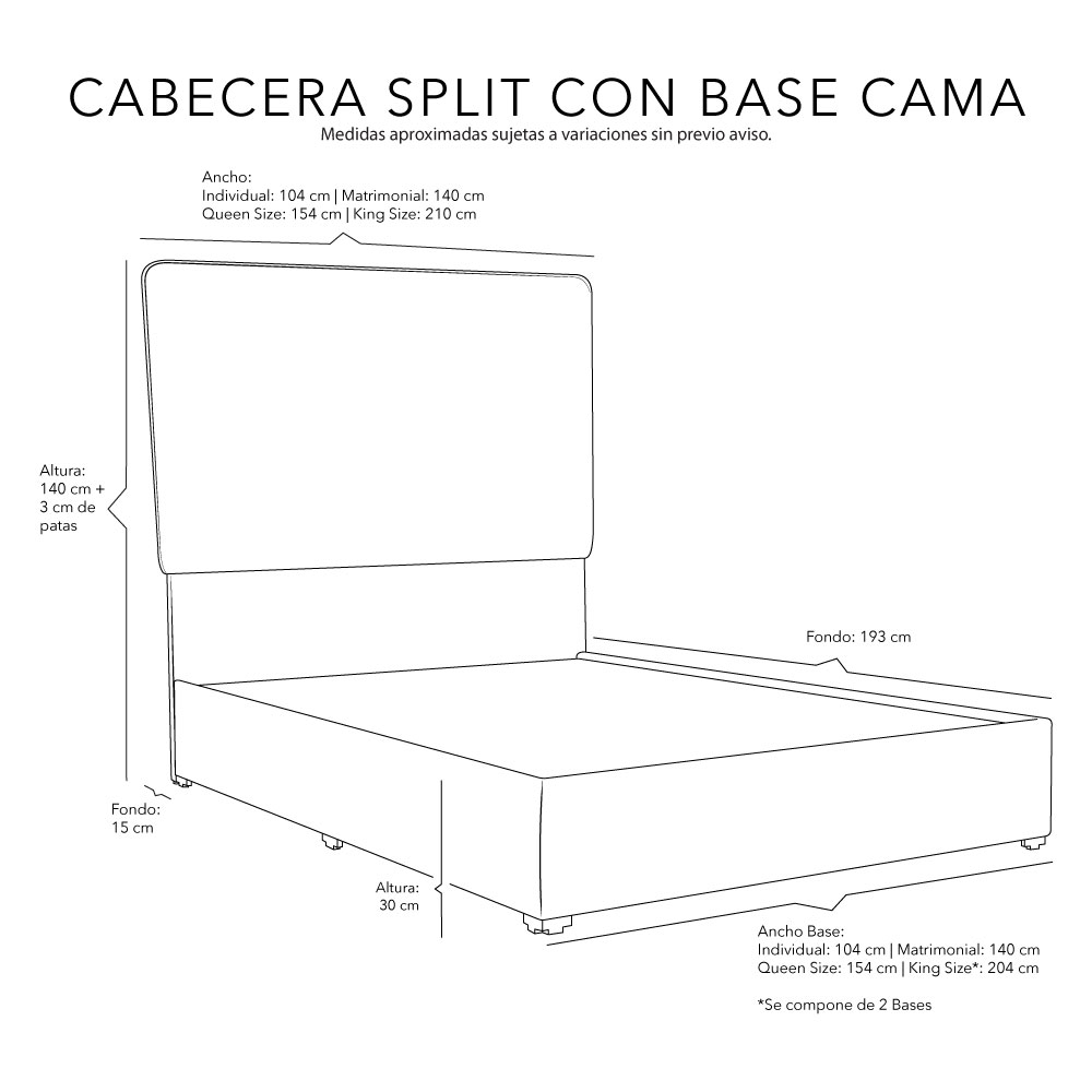 Foto 8 pulgar | Cabecera Dicasa Split Color Arena Matrimonial + Base Cama Dicasa Color Arena Matrimonial
