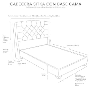 Foto 7 | Cabecera Dicasa Sitka Color Beige Claro Individual + Base Cama Dicasa Color Beige Claro Individual