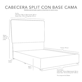 Foto 7 | Cabecera Dicasa Split Color Gris Oscuro Queen Size + Base Cama Dicasa Color Gris Oscuro Queen Size