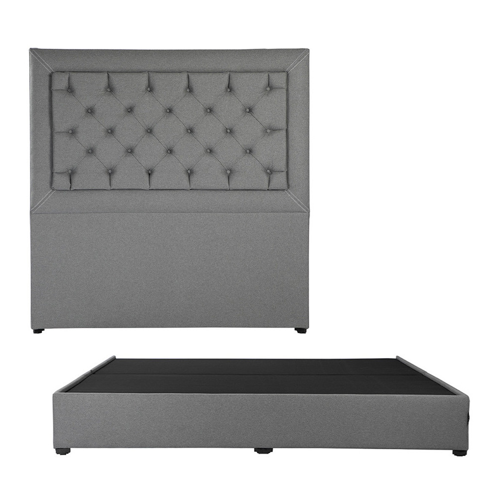 Cabecera Dicasa Mary Color Gris King Size + Base Cama Dicasa Color Gris King Size