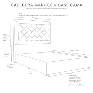 Foto 7 | Cabecera Dicasa Mary Color Gris King Size + Base Cama Dicasa Color Gris King Size