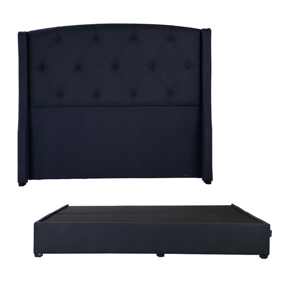 Cabecera Dicasa Zefyr Color Azul King Size + Base Cama Dicasa Color Azul King Size