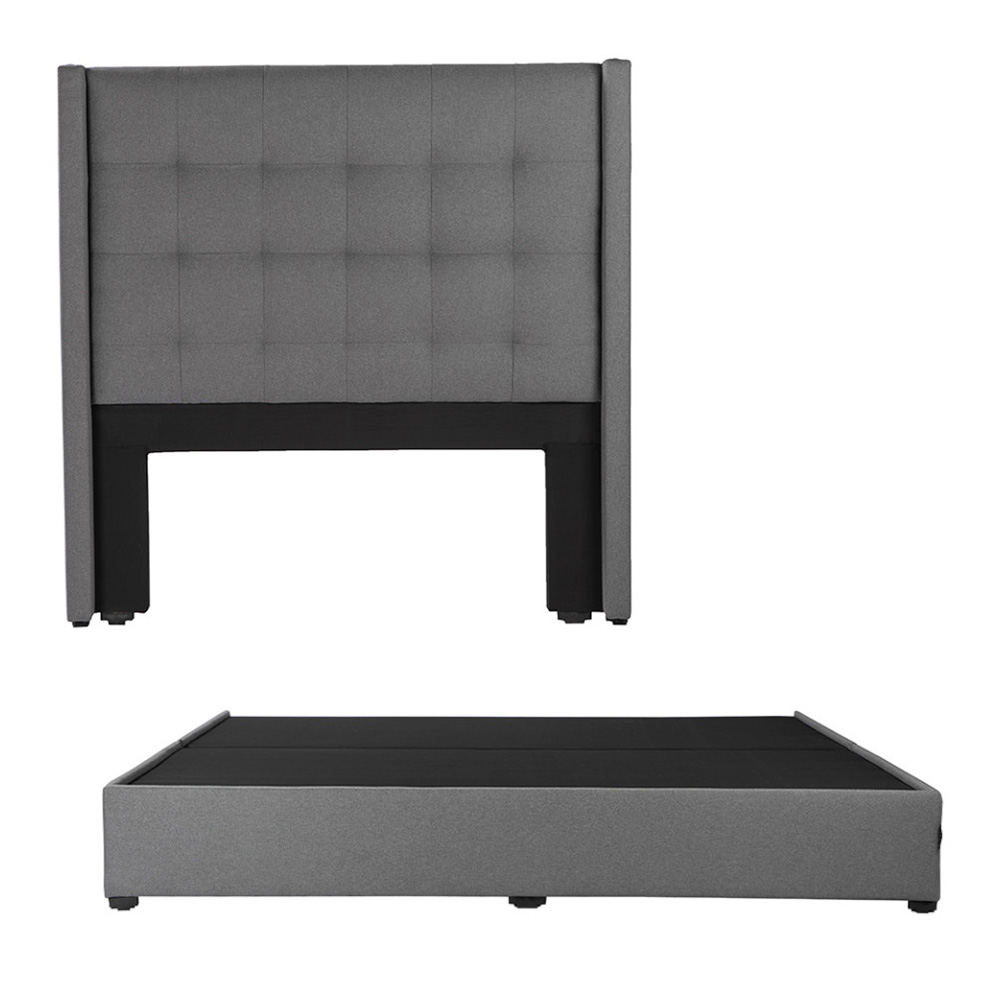 Cabecera Dicasa Titan Color Gris King Size + Base Cama Dicasa Color Gris King Size