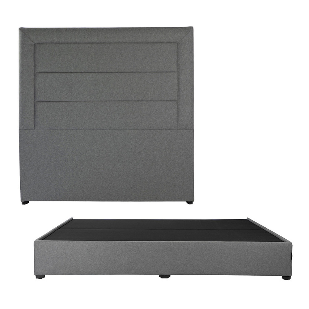 Cabecera Dicasa Blend Color Gris King Size + Base Cama Dicasa Color Gris King Size
