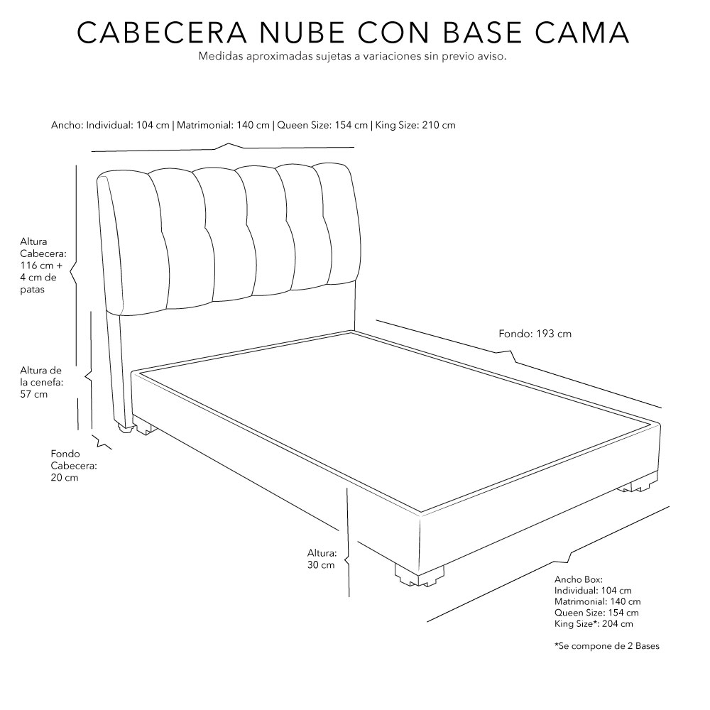 Foto 8 pulgar | Cabecera Dicasa Nube Color Beige Claro King Size+ Base Cama Dicasa Color Beige Claro King Size
