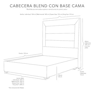 Foto 7 | Cabecera Dicasa Blend Color Azul Queen Size + Base Cama Dicasa Color Azul Queen Size