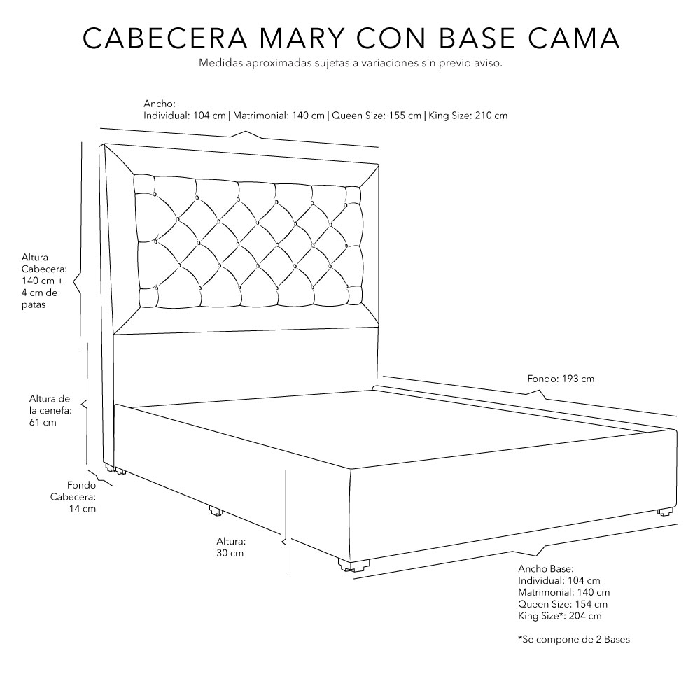 Foto 7 | Cabecera Dicasa Mary Color Gris Individual + Base Cama Dicasa Color Gris Individual