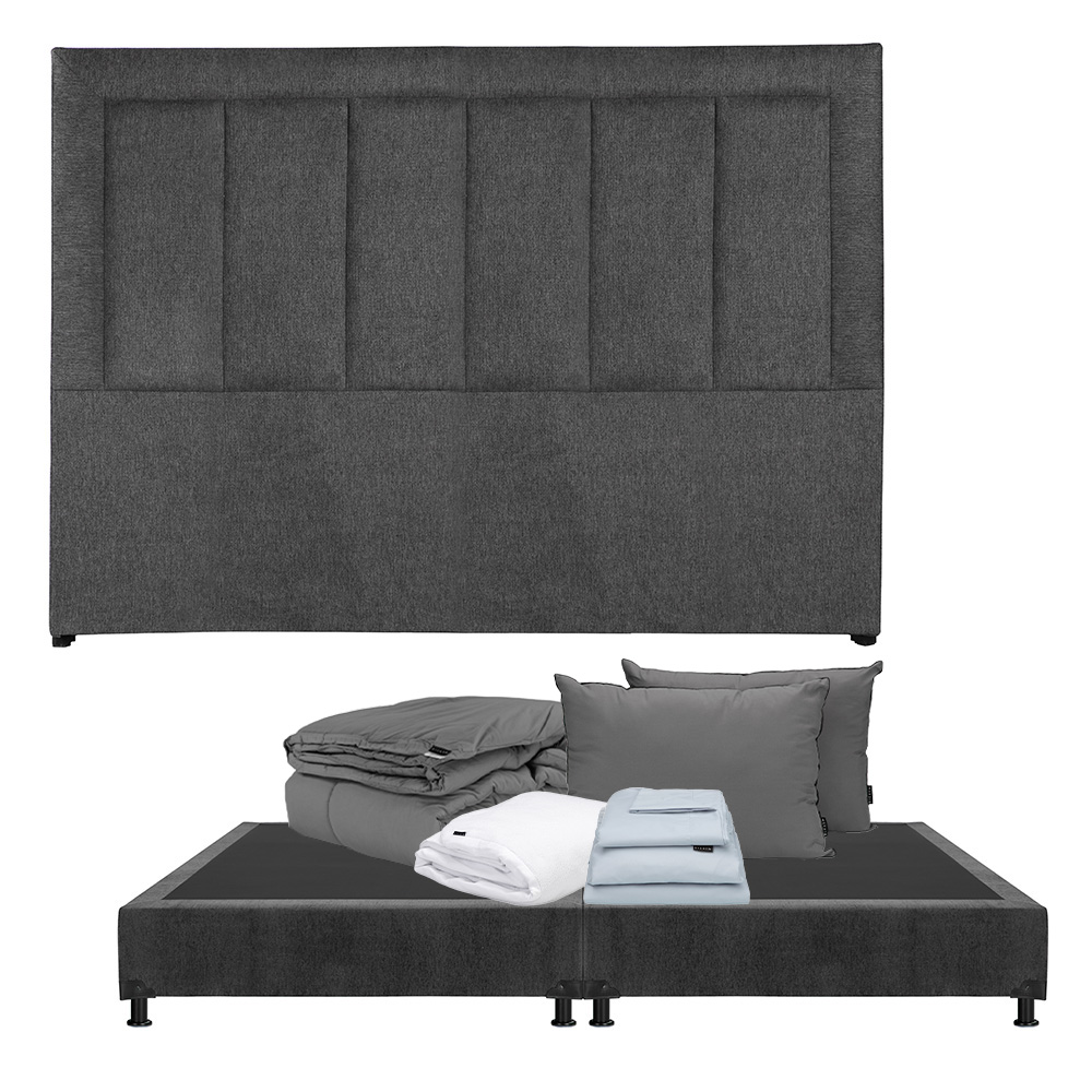Foto 1 | Cabecera Dicasa Davos Box Color Gris Carbon King Size+box+almohada 2pack+protector Cloud+sabanas Softy+edredon Homy