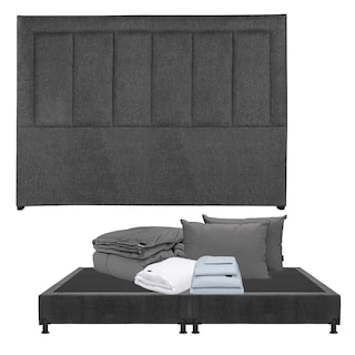 Foto 1 | Cabecera Dicasa Davos Box Color Gris Carbon King Size+box+almohada 2pack+protector Cloud+sabanas Softy+edredon Homy