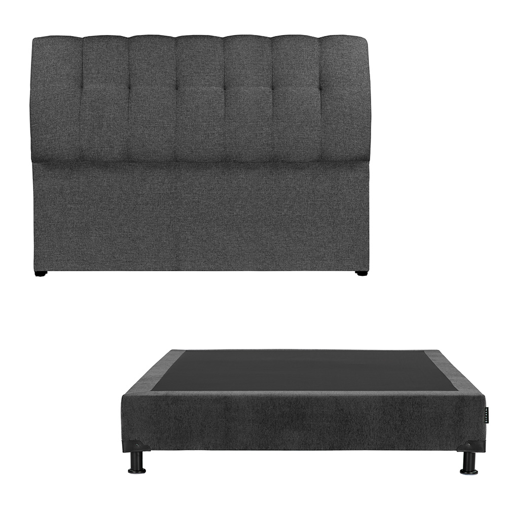 Foto 2 | Cabecera Dicasa Nube Box Color Gris Carbon Queen Size+box+almohada 2pack+protector Cloud+sabanas Softy+edredon Homy