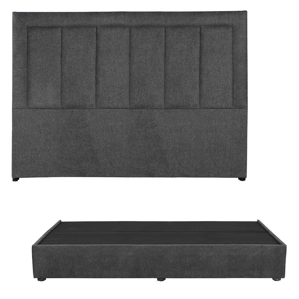 Cabecera Dicasa Davos Base Color Gris Carbon King Size + Base Cama