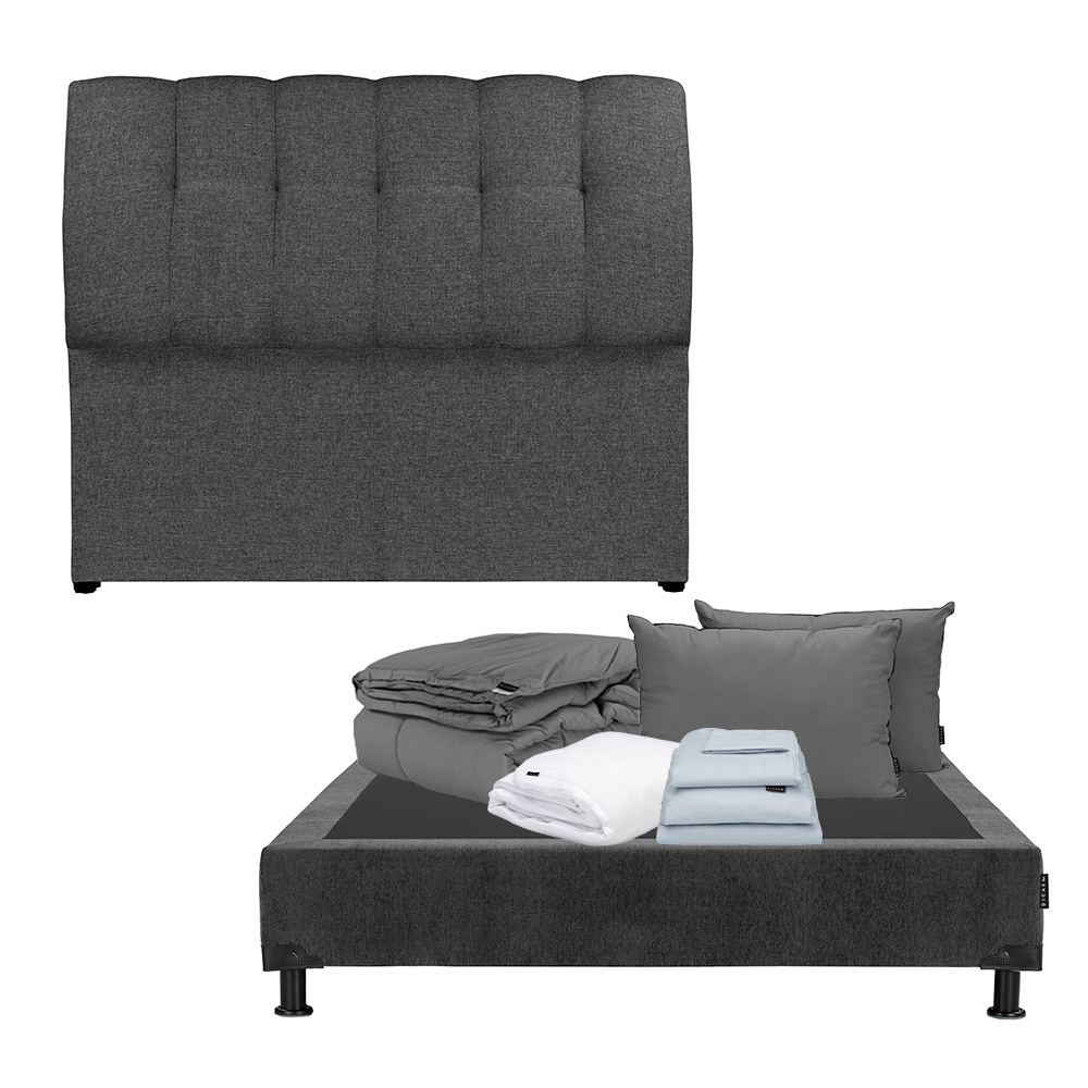 Cabecera Dicasa Nube Box Color Gris Carbon Individual+box+almohada 2pack+protector Cloud+sabanas Softy+edredon Homy