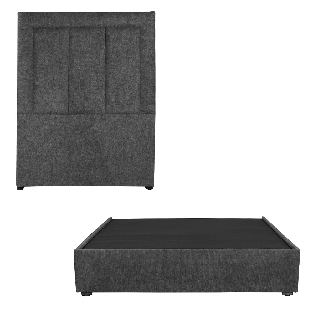 Cabecera Dicasa Davos Base Color Gris Carbon Individual + Base Cama