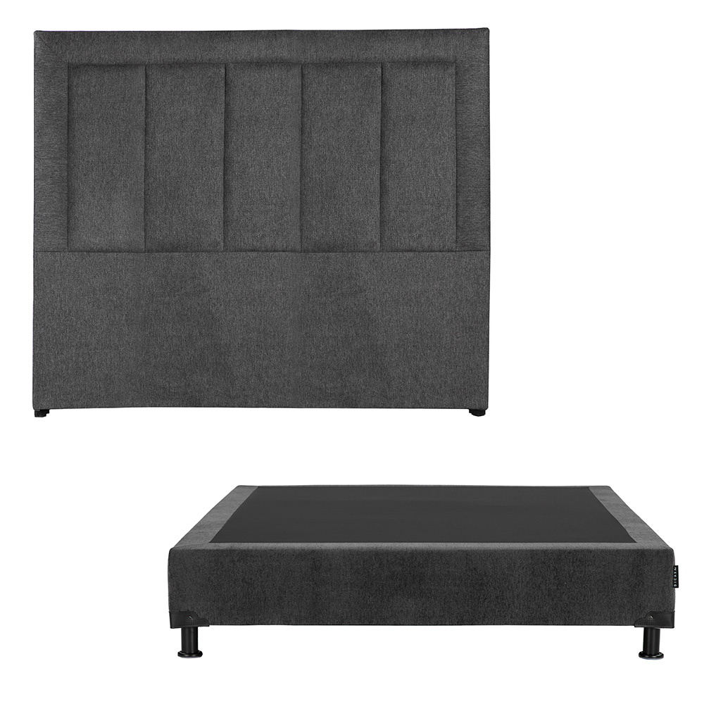 Foto 2 | Cabecera Dicasa Davos Box Color Gris Carbon Queen Size+box+almohada 2pack+protector Cloud+sabanas Softy+edredon Homy