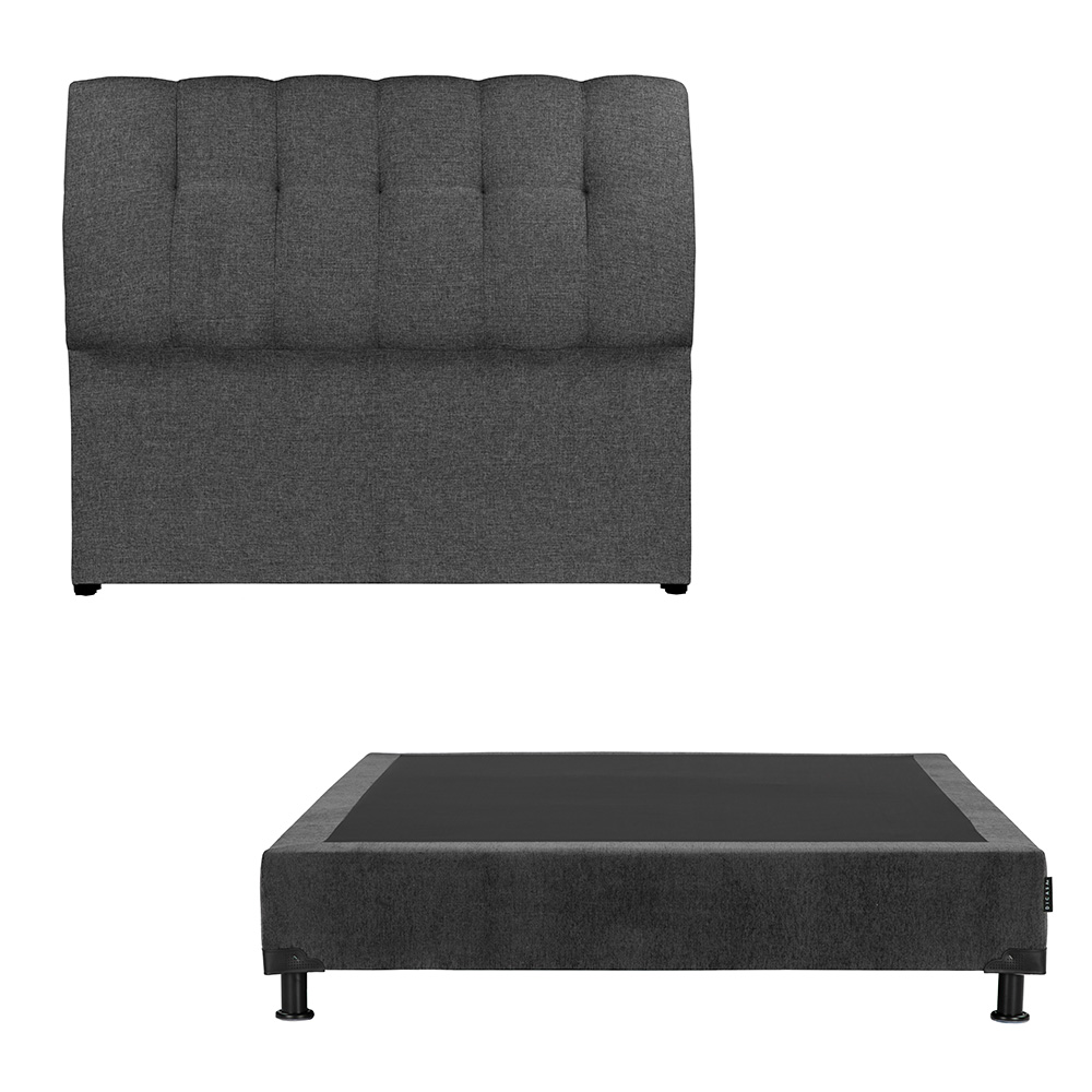 Foto 3 pulgar | Cabecera Dicasa Nube Box Color Gris Carbon Matrimonial+box+almohada 2pack+protector Cloud+sabanas Softy+edredon Homy