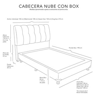 Foto 7 | Cabecera Dicasa Nube Box Color Gris Carbon Matrimonial+box+almohada 2pack+protector Cloud+sabanas Softy+edredon Homy