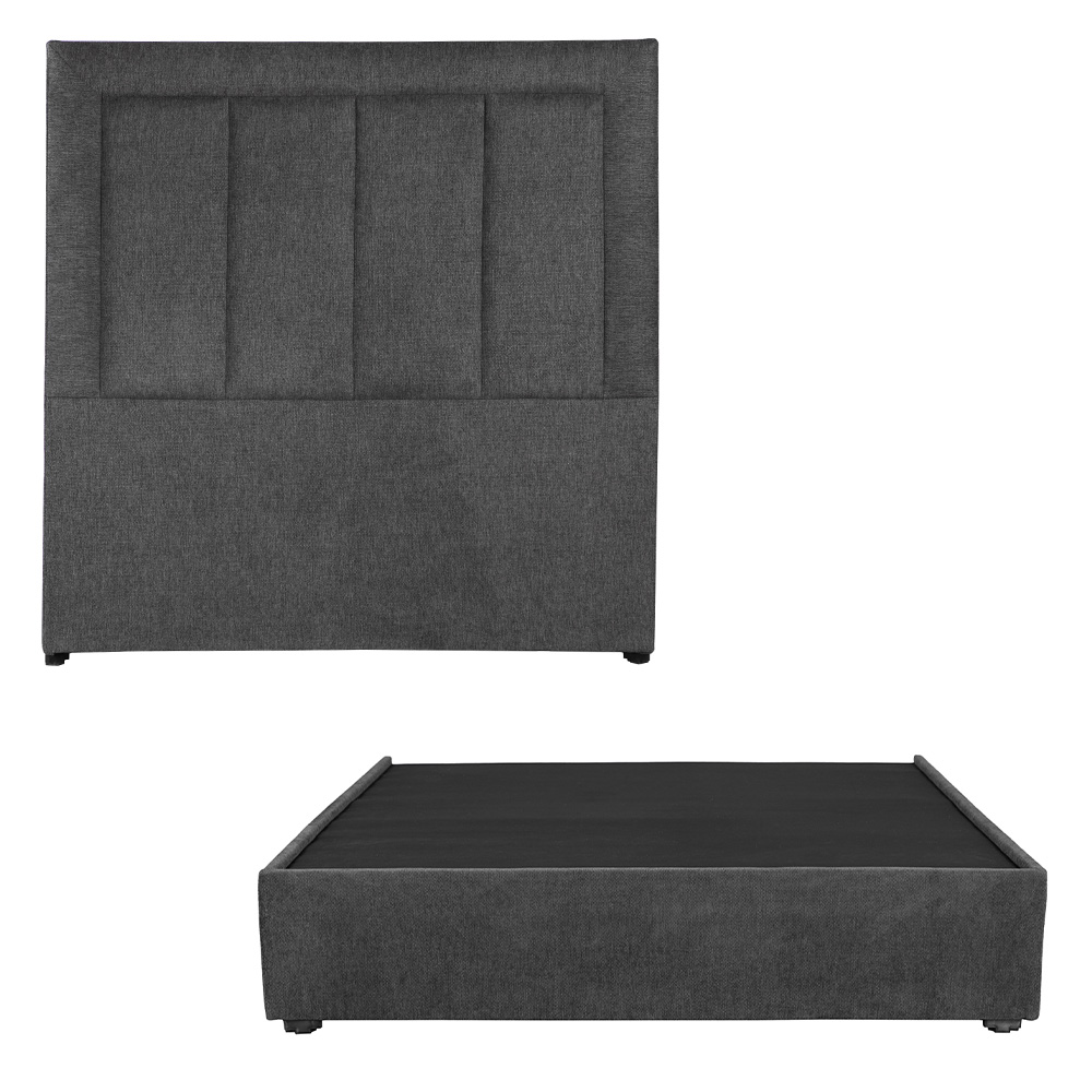 Foto 2 pulgar | Cabecera Dicasa Davos Base Color Gris Carbon Matrimonial + Base Cama