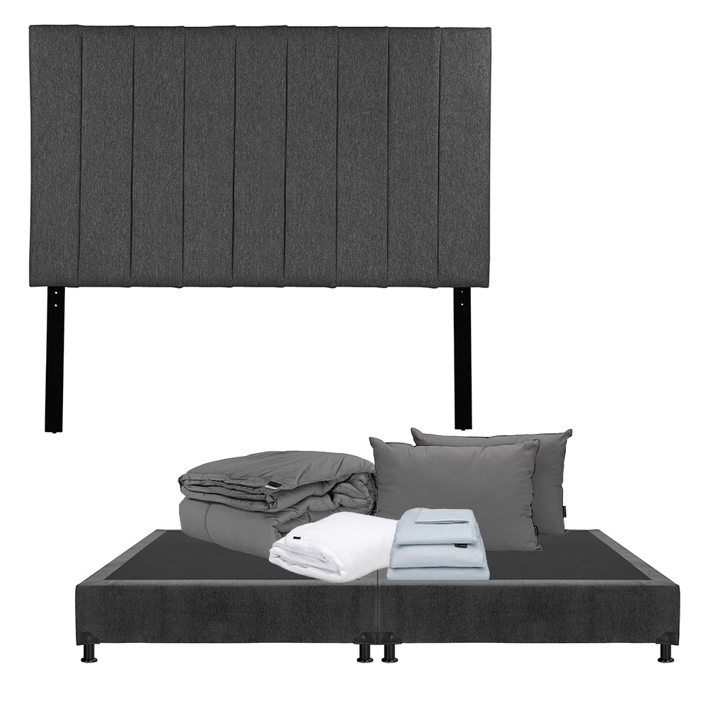 Foto 1 | Cabecera Dicasa Argos Box Color Gris Carbon King Size+box+almohada 2pack+protector Cloud+sabanas Softy+edredon Homy