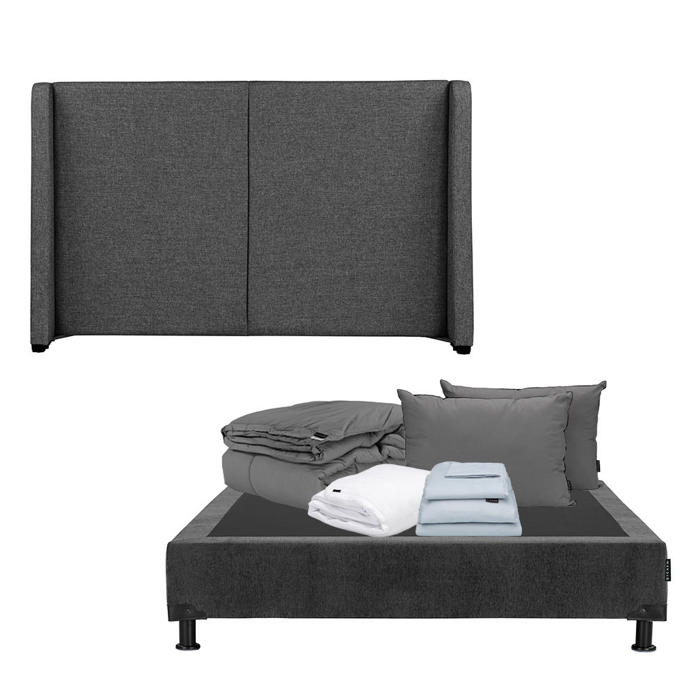 Cabecera Dicasa Milan Box Color Gris Carbon Individual+box+almohada 2pack+protector Cloud+sabanas Softy+edredon Homy