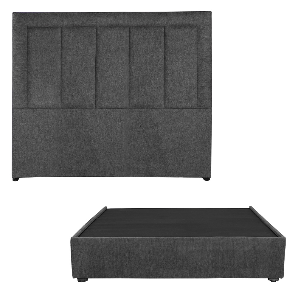 Cabecera Dicasa Davos Base Color Gris Carbon Queen Size + Base Cama