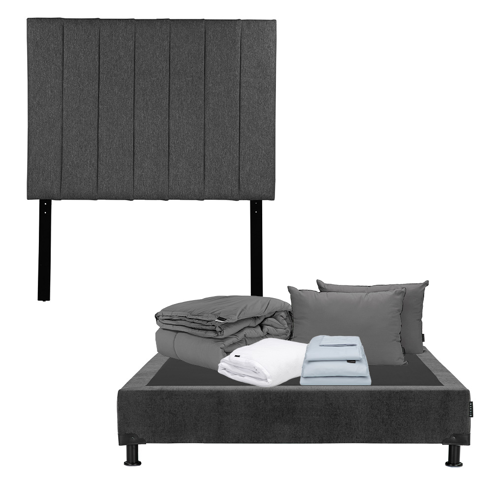 Foto 1 | Cabecera Dicasa Argos Box Color Gris Carbon Matrimonial+box+almohada 2pack+protector Cloud+sabanas Softy+edredon Homy