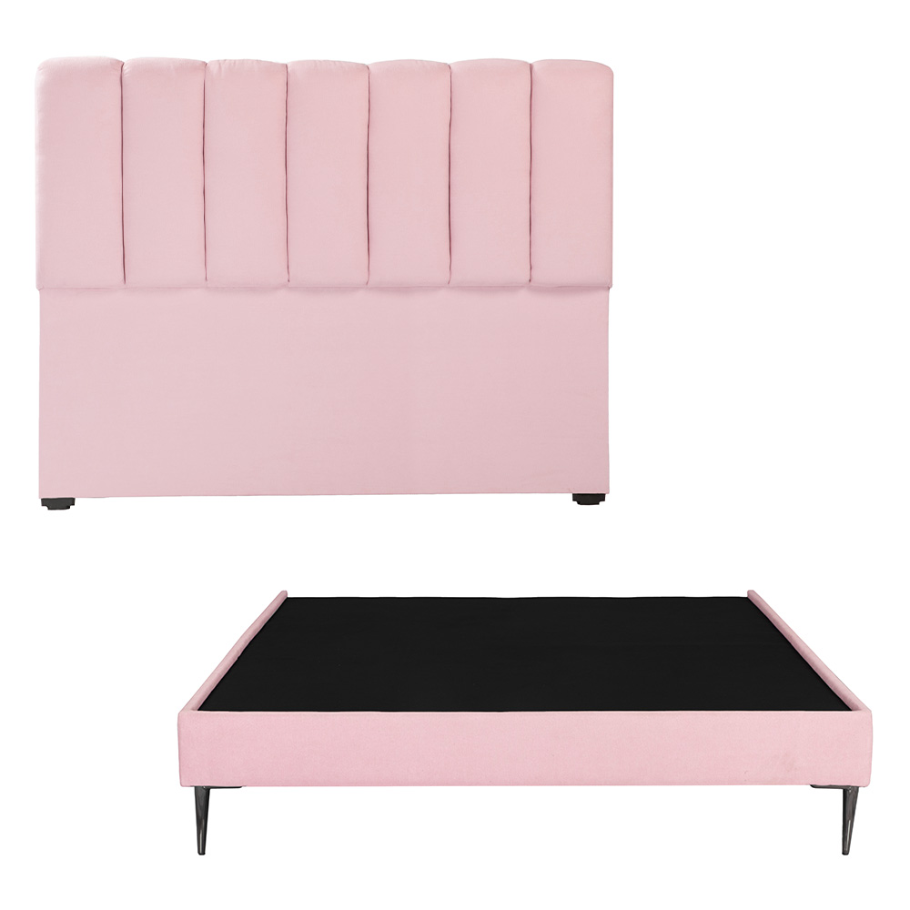 Cabecera Dicasa Kami Slim  Pink Queen Size + Base Cama Slim