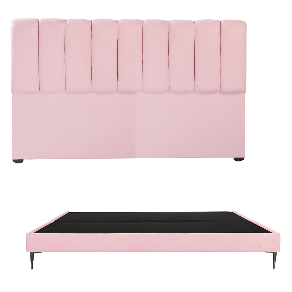 Cabecera Dicasa Kami Slim  Pink King Size + Base Cama Slim