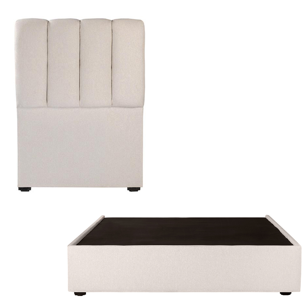 Cabecera Dicasa Kami Color Beige Claro Individual + Base Cama Dicasa Color Beige Claro Individual