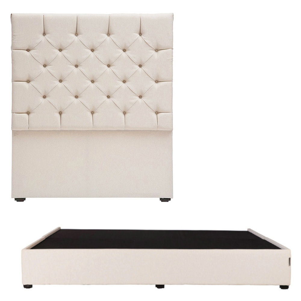Cabecera Dicasa Capri Color Beige Claro King Size  + Base Cama Dicasa Color Beige Claro King Size
