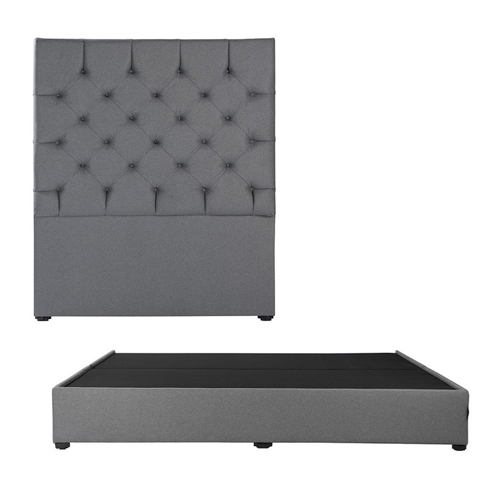 Cabecera Dicasa Capri Color Gris King Size  + Base Cama Dicasa Color Gris King Size