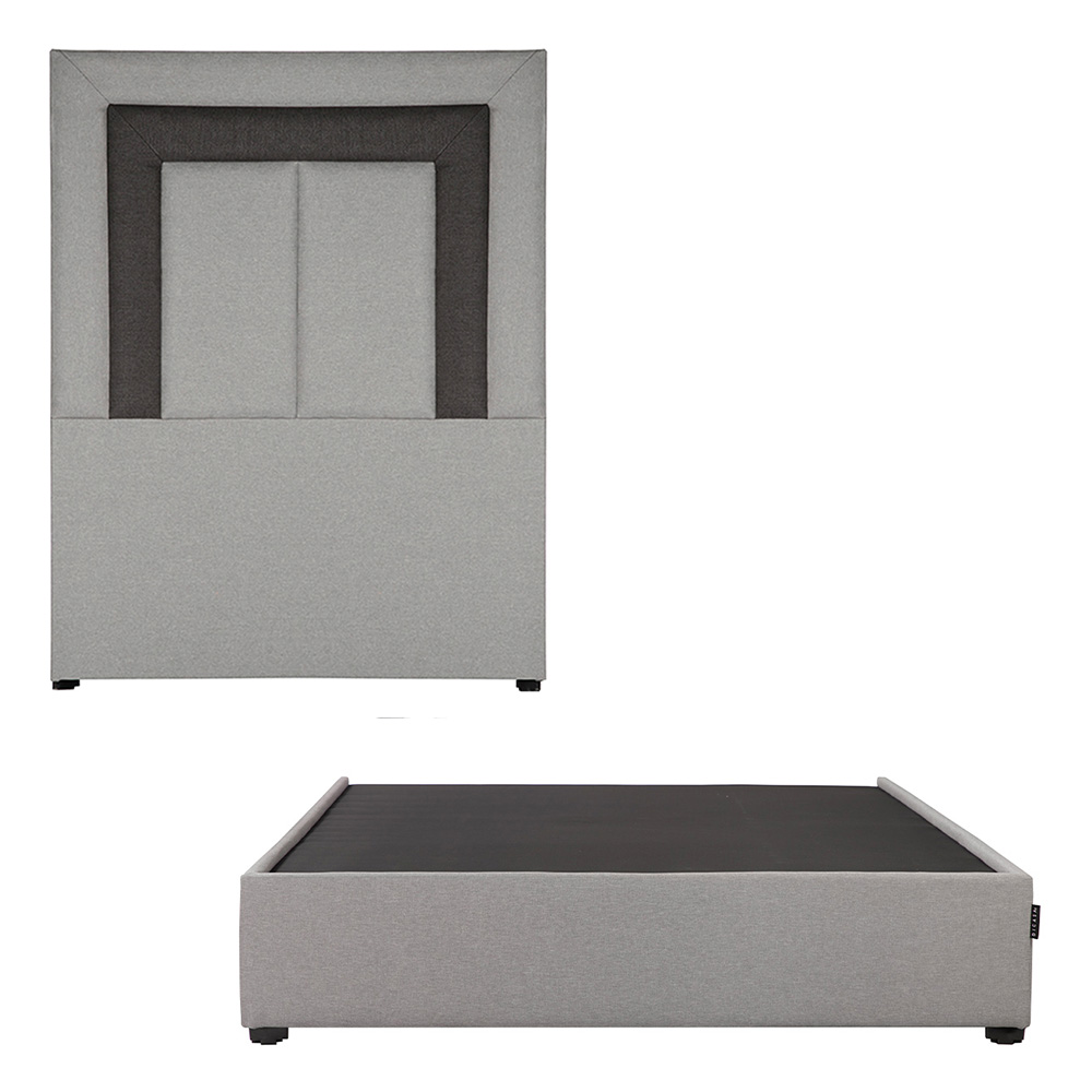 Cabecera Dicasa Bora Color Gris Individual + Base Cama Dicasa Color Gris Individual