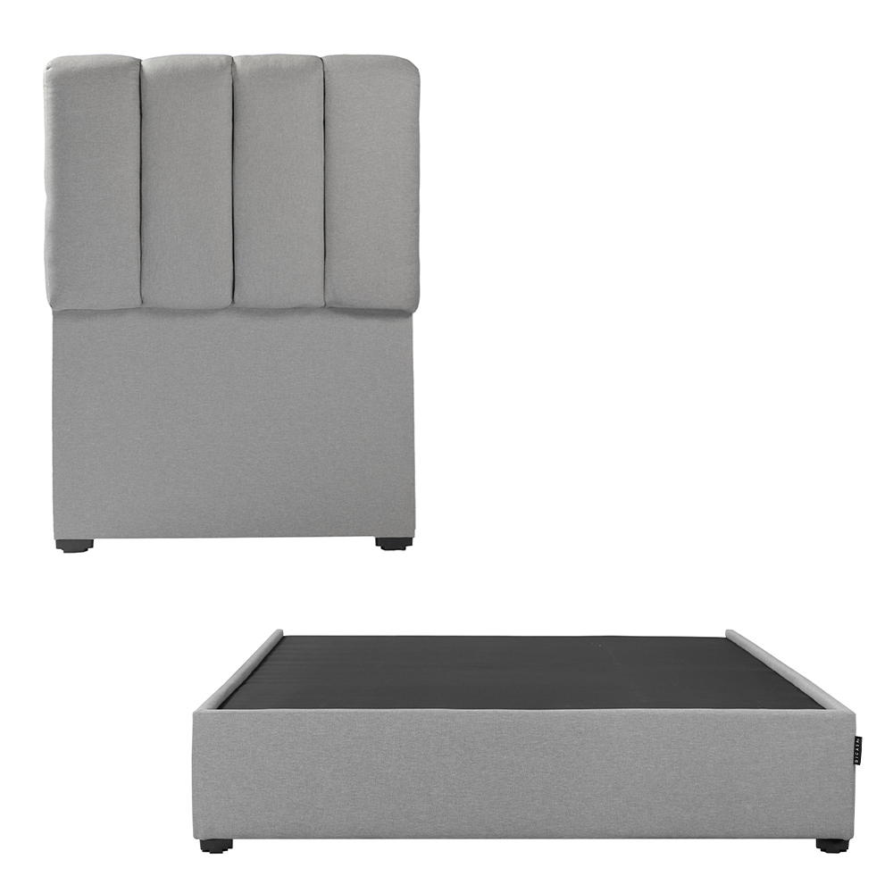 Cabecera Dicasa Kami Color Gris Individual + Base Cama Dicasa Color Gris Individual