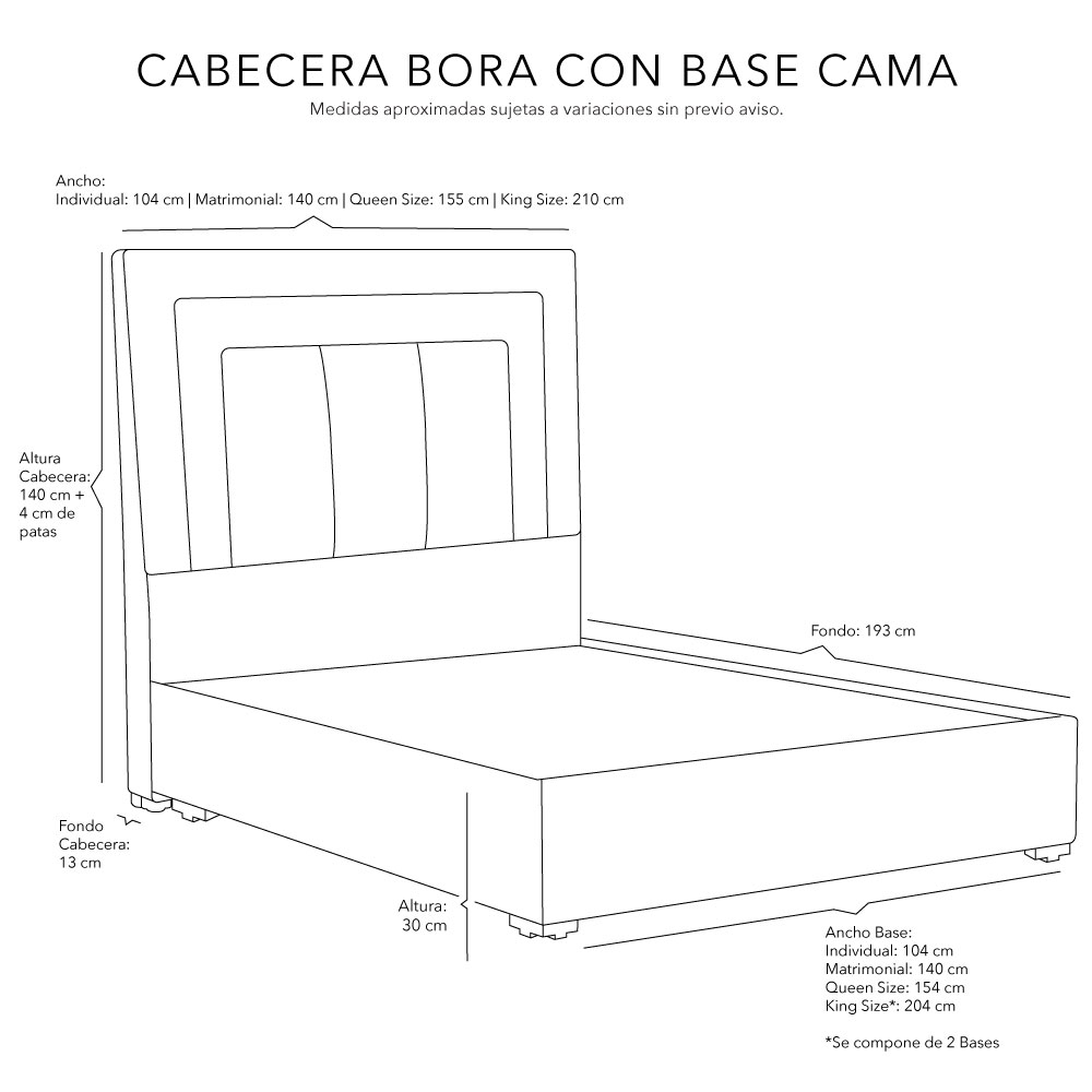 Foto 7 | Cabecera Dicasa Bora Color Gris Queen Size + Base Cama Dicasa Color Gris Queen Size