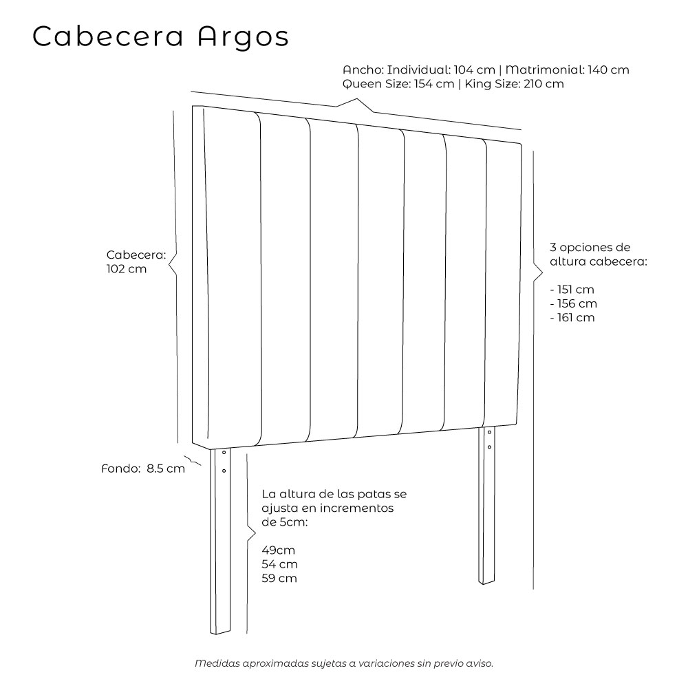 Foto 8 pulgar | Cabecera Dicasa Argos Color Crema King Size