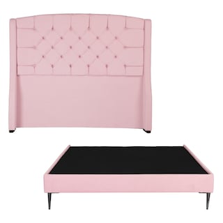 Foto 1 | Cabecera Sitka Color Rosa + Base Cama Slim Matrimonial