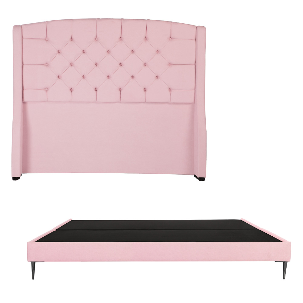 Cabecera Sitka Color Rosa + Base Cama Slim King Size