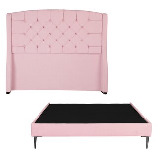 Foto 1 | Cabecera Sitka Color Rosa + Base Cama Slim Queen Size