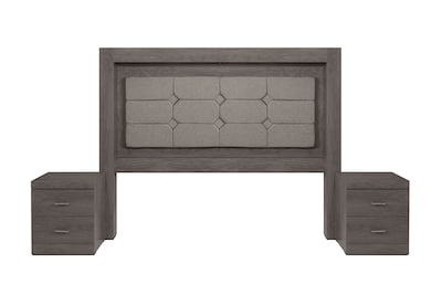 Foto 2 | Cabecera Tapizada King Size Con 2 Burós De 2 Cajones Color Gris - Madera Industrializada Y Tapizado