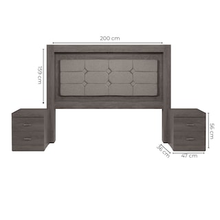 Foto 5 | Cabecera Tapizada King Size Con 2 Burós De 2 Cajones Color Gris - Madera Industrializada Y Tapizado