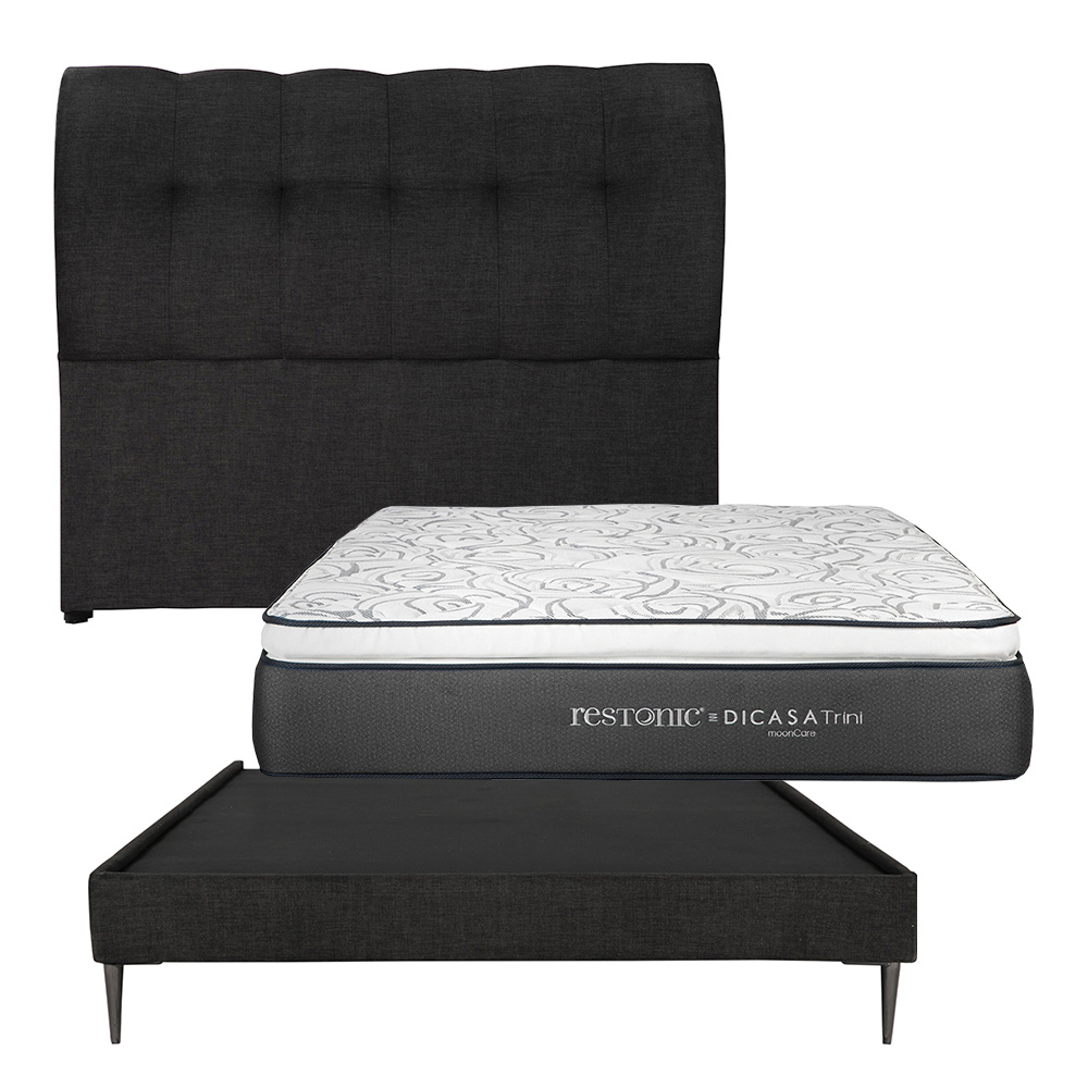 Foto 1 | Cabecera Dicasa Nube Color Negro Matrimonial + Base Cama Slim + Colchón