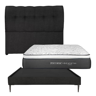 Foto 1 | Cabecera Dicasa Nube Color Negro Matrimonial + Base Cama Slim + Colchón
