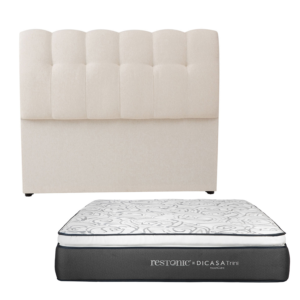 Cabecera Dicasa Nube Color Gris Queen Size + Colchón Restonic Trini Queen Size