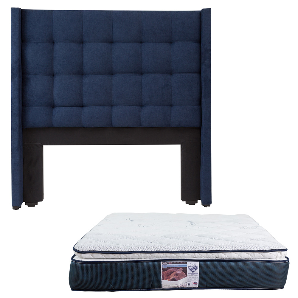 Foto 1 | Cabecera Dicasa Titan Color Azul Marino Queen Size + Colchón Spring Air Monaco Queen Size