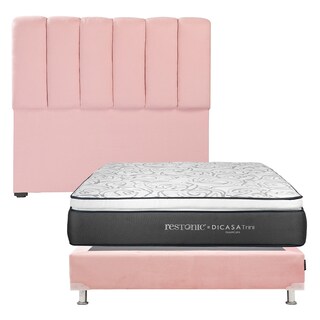 Foto 1 | Cabecera Dicasa Nube Color Pink Queen Size + Box Dicasa Color Pink + Colchón Restonic Trini