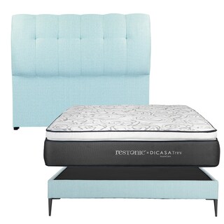 Foto 1 | Cabecera Dicasa Nube Color Turquesa Matrimonial + Base Cama Slim Dicasa Color Turquesa + Colchón Restonic Trini