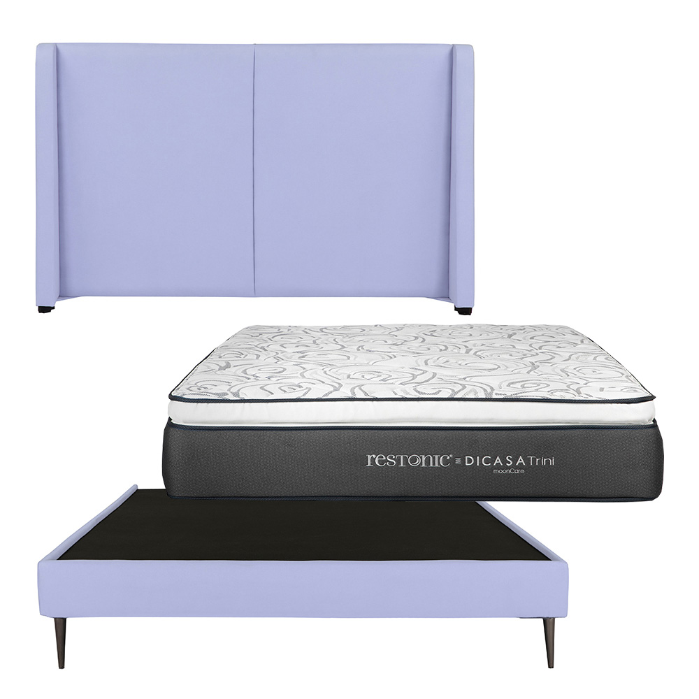 Foto 1 | Cabecera Dicasa Milan Color Lila Matrimonial + Base Cama Slim Dicasa Color Lila + Colchón Restonic Trini