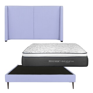 Foto 1 | Cabecera Dicasa Milan Color Lila Matrimonial + Base Cama Slim Dicasa Color Lila + Colchón Restonic Trini