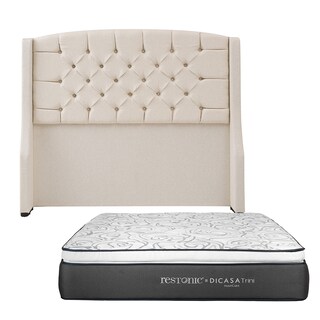 Foto 1 | Cabecera Dicasa Sitka Color Beige Claro Queen Size + Colchón Restonic Trini Queen Size